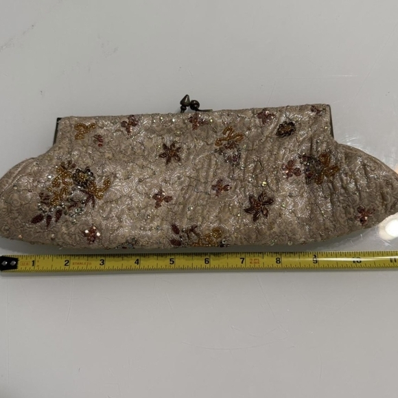 White House Black Market Embellished Cream Clutch - Picture 2 of 5